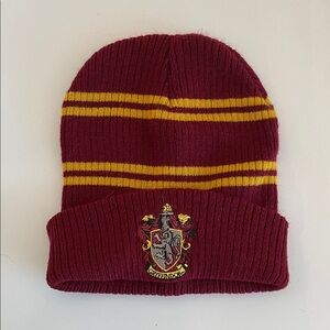 Harry Potter Gryffindor Kids Maroon and Yellow Striped Beanie